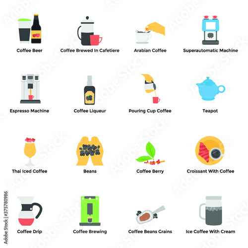 Coffee Manufacturing Flat Vectors Pack