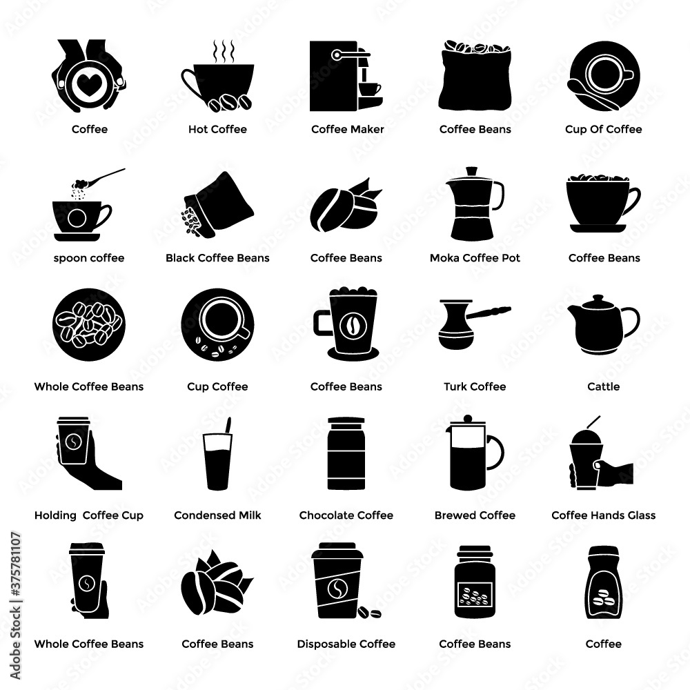 Coffee Production Solid Icons Pack Coffee Production Solid Icons Pack