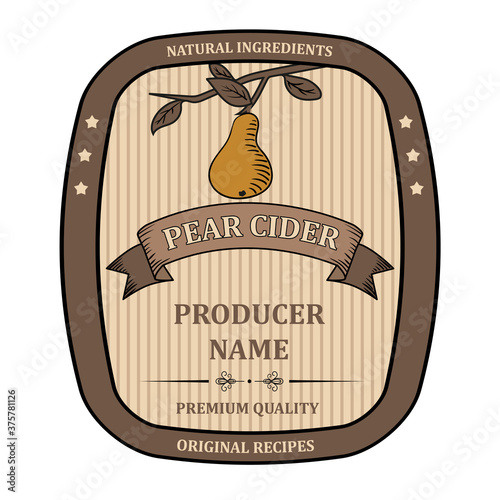 label for Pear Cider template vector