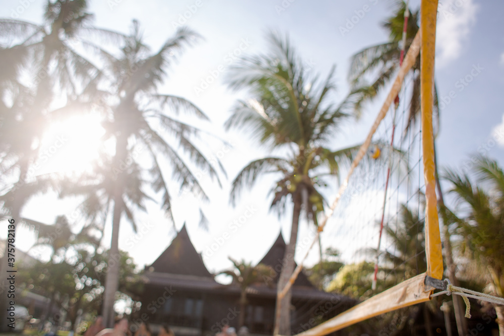 Beach volleyball net on a tropical resort Beach volleyball net on a tropical resort