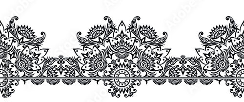 Seamless vector ornamental floral border design
