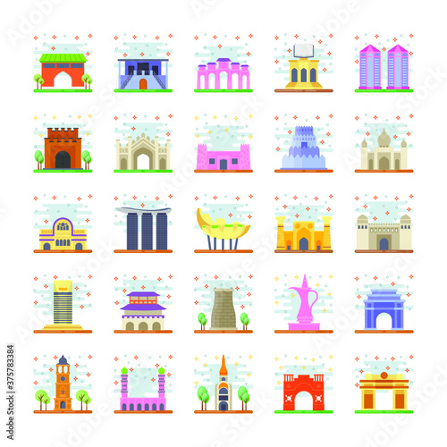 Places And Landmarks Flat Icons