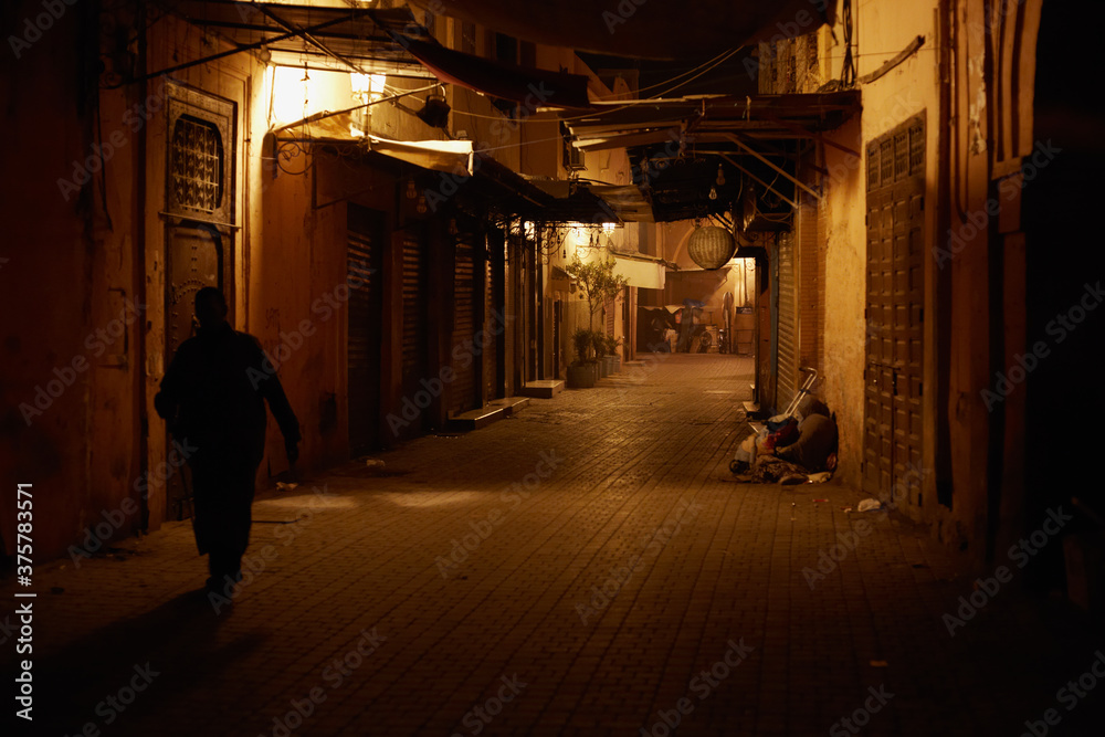 Street of the old Medina in Marrakech at night Street of the old Medina in Marrakech at night