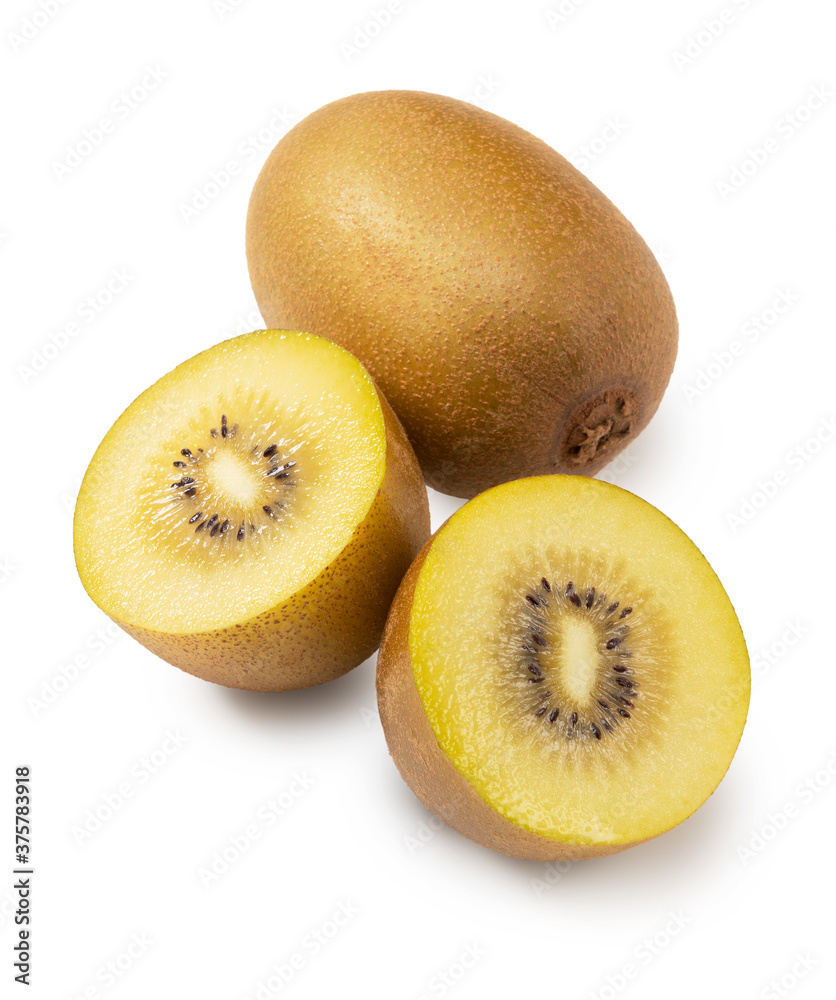 Golden kiwis on a white background Golden kiwis on a white background