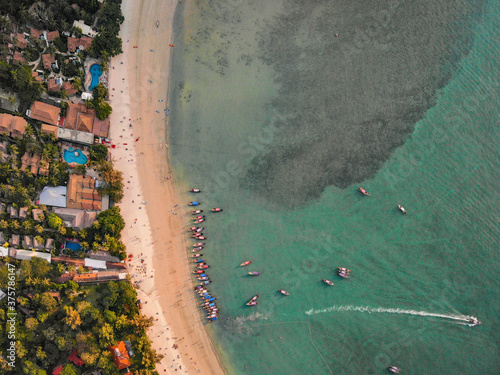 Aerial drone shot of Railay Beach, Krabi, Thailand