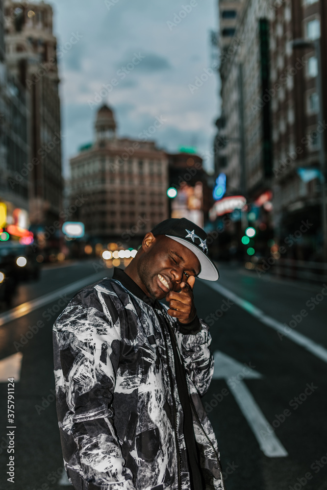 Young Black Man on an Urban Setting Young Black Man on an Urban Setting