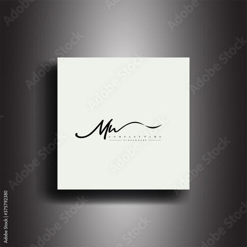 MN Signature style monogram.Calligraphic lettering icon and handwriting vector art.