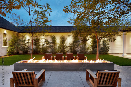 Fire pit lounge at luxury resort photo