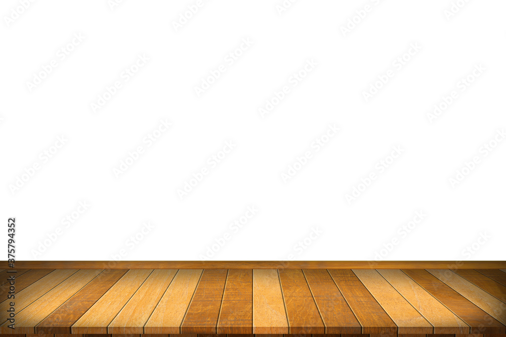 Wood table top isolated on white background. Used for product placement or montage. Wood table top isolated on white background. Used for product placement or montage.