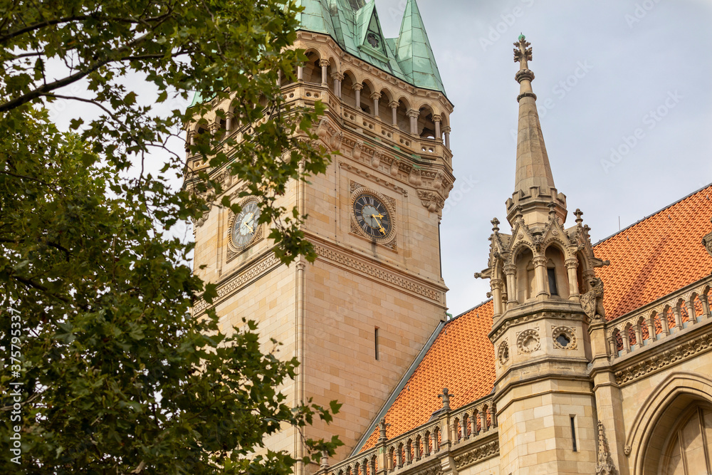 Fototapeta premium Bell tower of historical building in Braunschweig, Lower Saxony