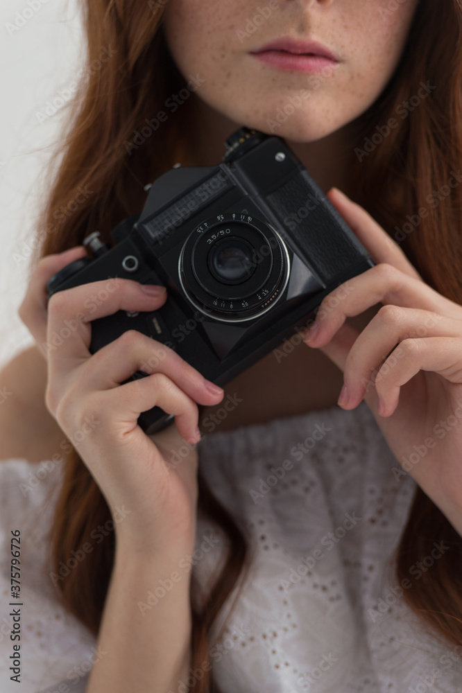 Beautiful Ginger Woman Taking a Photo Beautiful Ginger Woman Taking a Photo