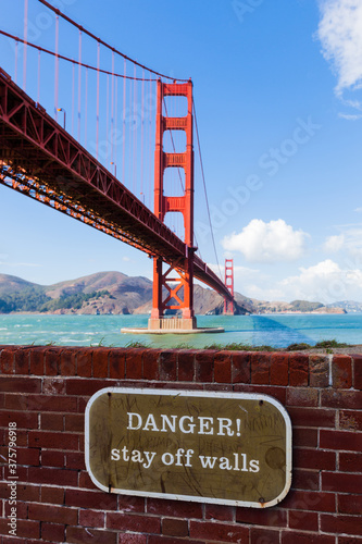 Danger Sign at Golden Gate Bridge