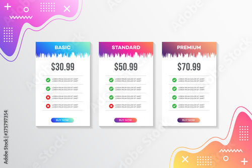 Modern vector template price list design