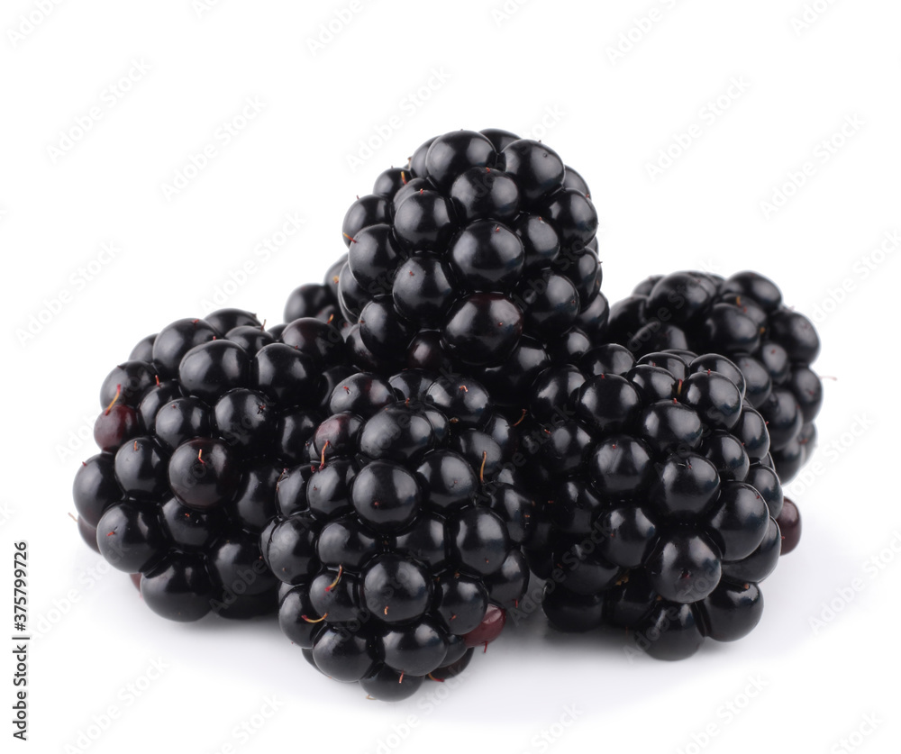 Blackberries isolated on white background. Macro. Blackberries isolated on white background. Macro.