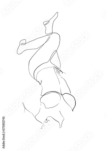 Continuous line Naked woman or one line drawing on white isolated background. fashion concept,