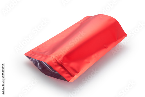 red foil zipper bag packaging on white background