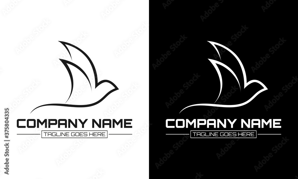 Obraz premium Ilustration vector graphic of Bird outline - logo template concept. Abstract dove sign. Design elements.