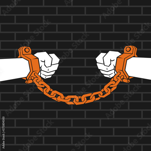 Illustration Vector Hand In Handcuffs