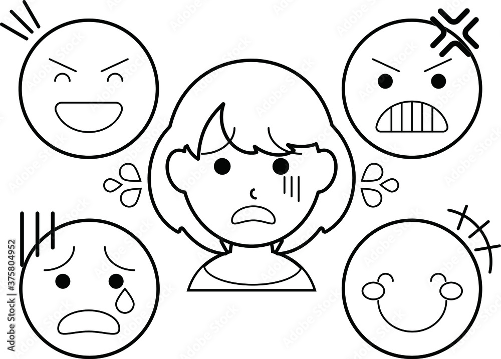 他人の気分に左右されがちな女性(白黒) 他人の気分に左右されがちな女性(白黒)