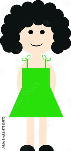 Curly girl in a dress