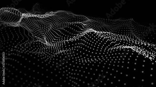 Abstract Molecural background. Particles wave. Science background. Space abstract. Futuristic point wave. 3D abstract digital wave particles. Landscape background vector. Vector illustration. photo