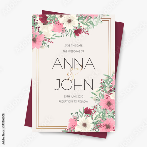 Flower border drawing - hot pink flower