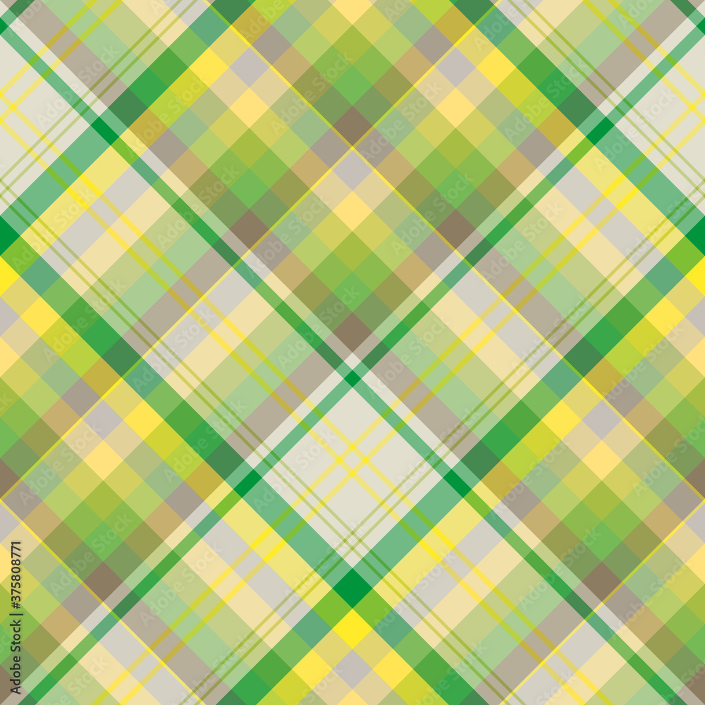Seamless pattern in positive gray, light and dark green and yellow colors for plaid, fabric, textile, clothes, tablecloth and other things. Vector image. 2 Seamless pattern in positive gray, light and dark green and yellow colors for plaid, fabric, textile, clothes, tablecloth and other things. Vector image. 2