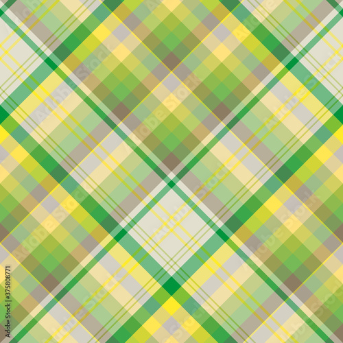 Seamless pattern in positive gray, light and dark green and yellow colors for plaid, fabric, textile, clothes, tablecloth and other things. Vector image. 2