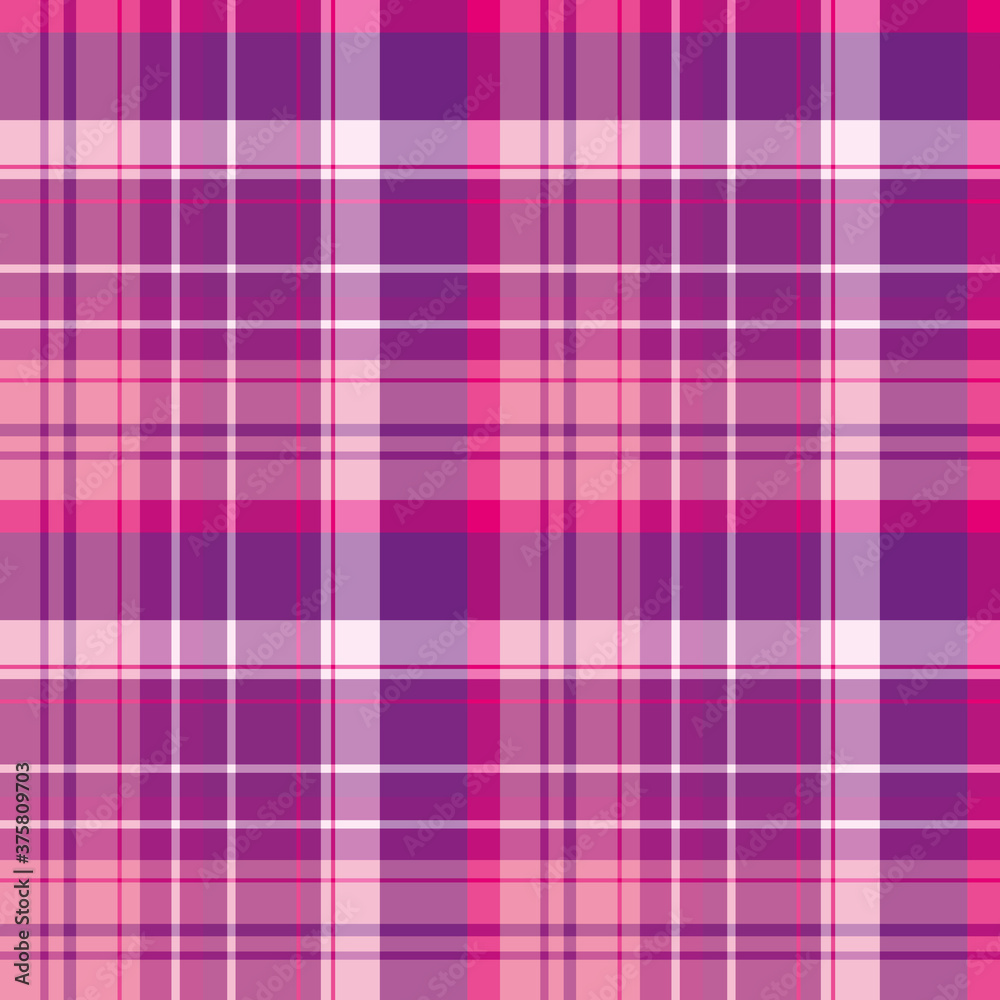 Seamless pattern in positive purple and pink colors for plaid, fabric, textile, clothes, tablecloth and other things. Vector image.
