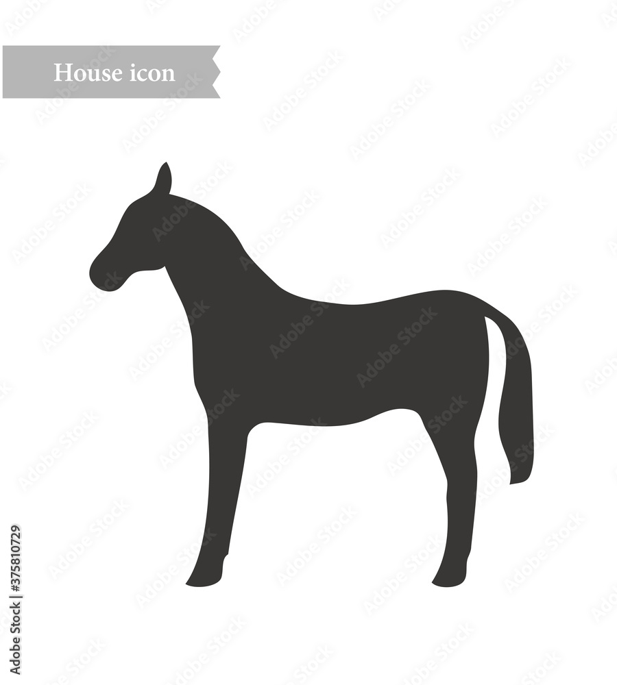 Horse silhouette icon for restaurant menus and symbol design