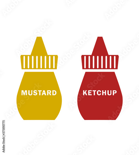 Mustard and ketchup plastic bottle color vector illustration