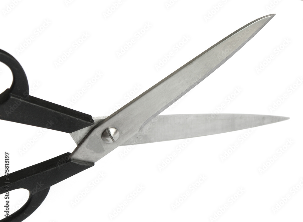 Scissors hand-operated cutting instruments. Scissors for cutting paper and thin materials, object is isolated on white background . Scissors hand-operated cutting instruments. Scissors for cutting paper and thin materials, object is isolated on white background .