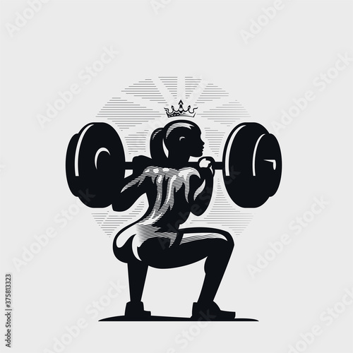 Athletic fitness woman doing squat