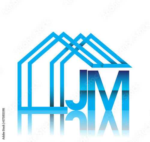 initial logo JM with house icon, business logo and property developer.