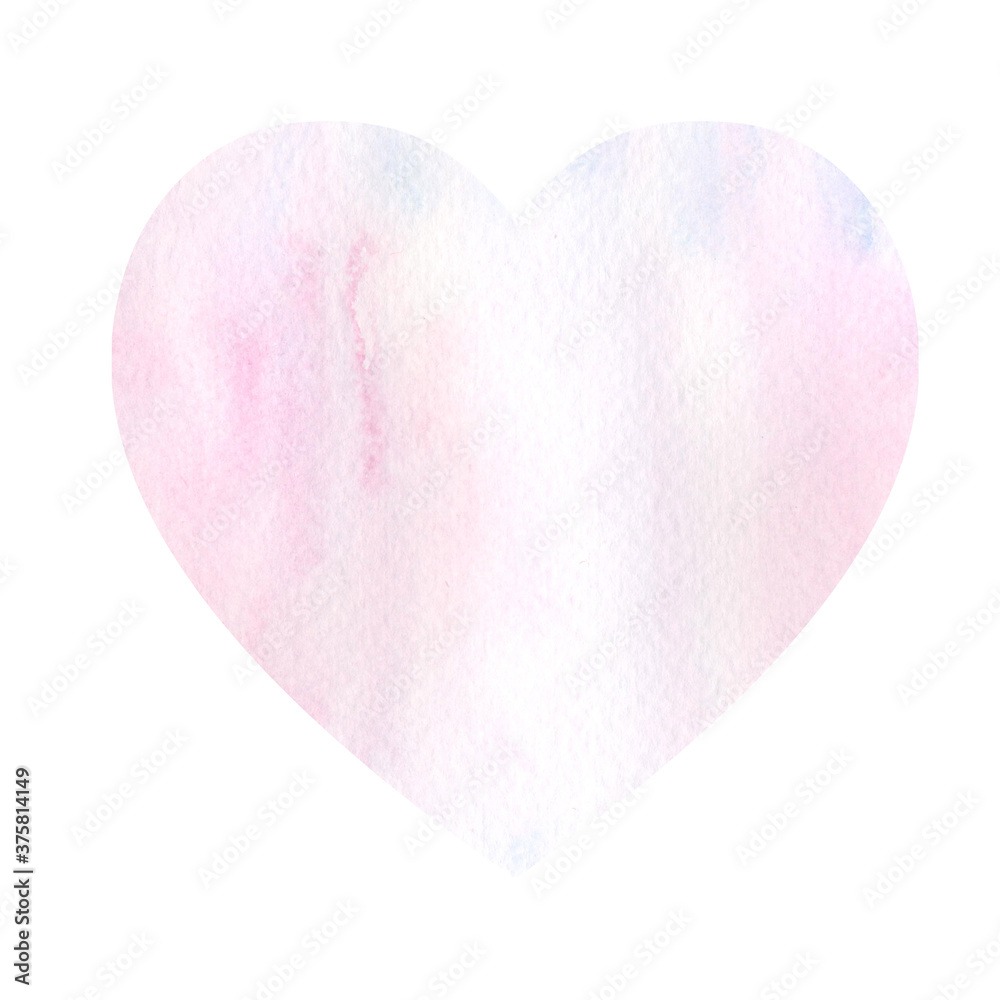 Hand drawn Abstract soft pink watercolor background in the shape of a Heart Hand drawn Abstract soft pink watercolor background in the shape of a Heart