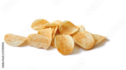 potato chips isolated on white background. snack