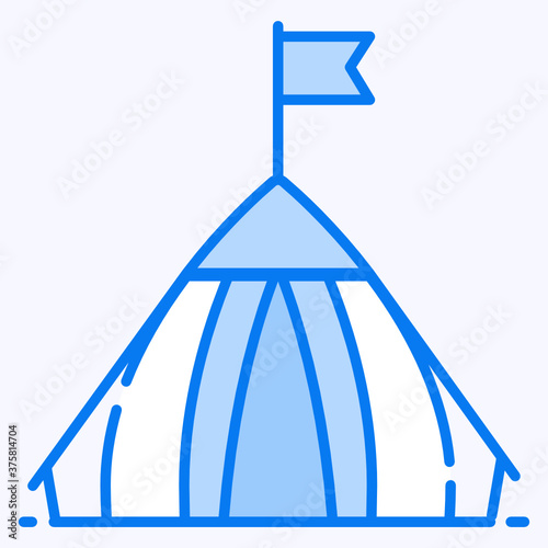 
Outdoor accommodation icon, vector design of military camp 
