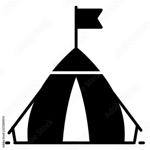 
Outdoor accommodation icon, vector design of military camp 
