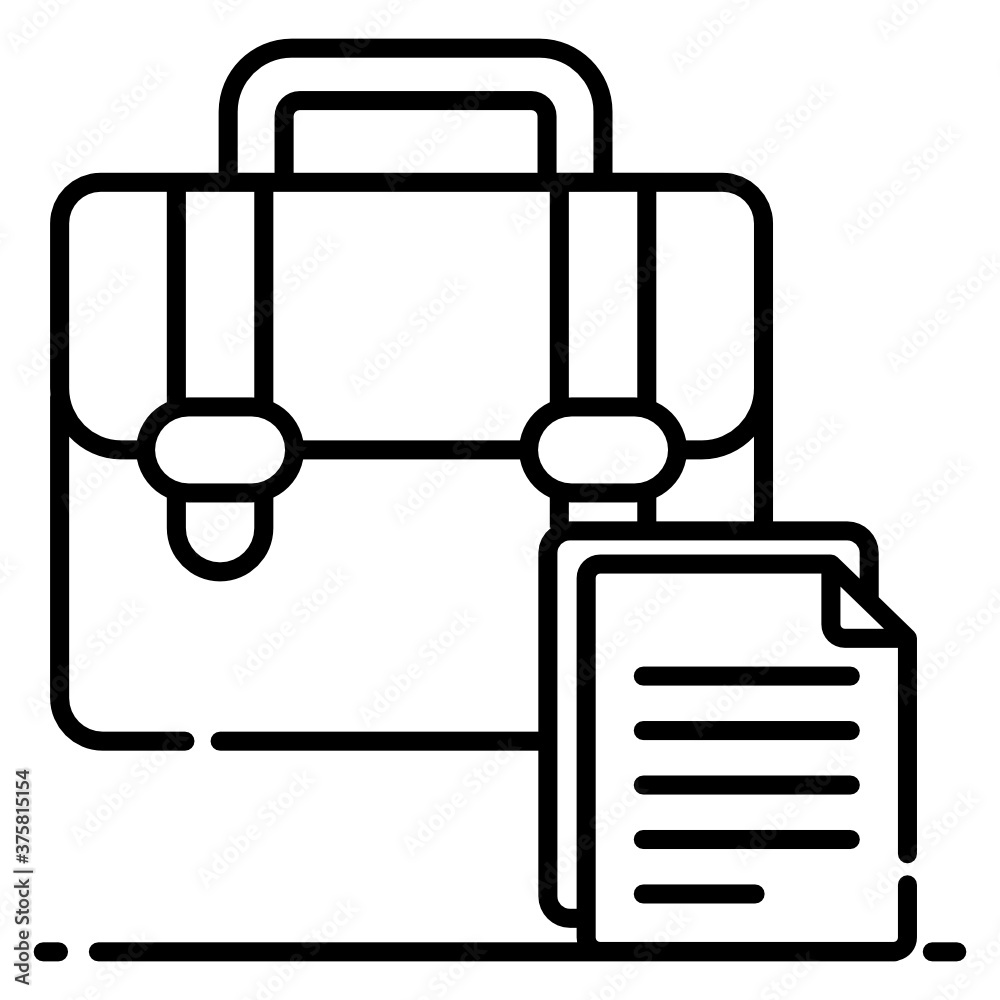 Portfolio with folded paper showcasing documents bag icon
Portfolio with folded paper showcasing documents bag icon