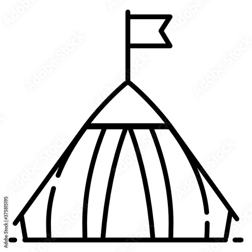 
Outdoor accommodation icon, vector design of military camp 
