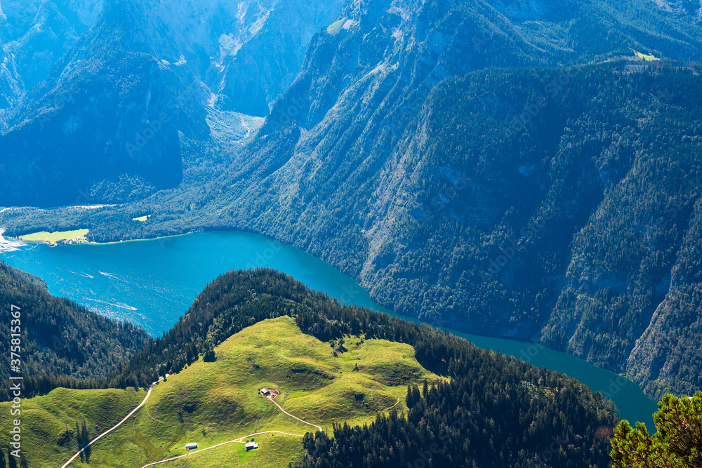 Fototapeta premium Blick vom Berg Jenner auf den Königssee im Berchtesgadener Land