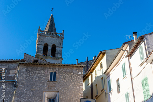 bell tower of the collegiate church of San NIcolo in the center of the town of Collescipoli