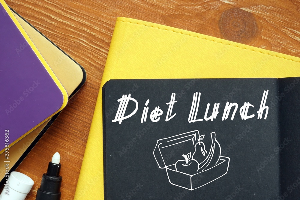 Healthy concept meaning diet lunch with inscription on the page. Healthy concept meaning diet lunch with inscription on the page.