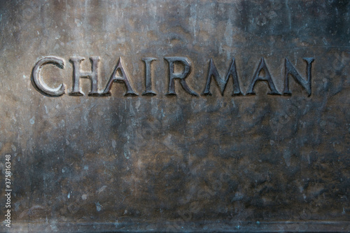 Metallic plaque with the word 