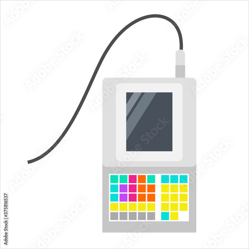 Device for data entry and monitoring. 
Electronic device with buttons and monitor. Vector graphics on an isolated background. Vector illustration
