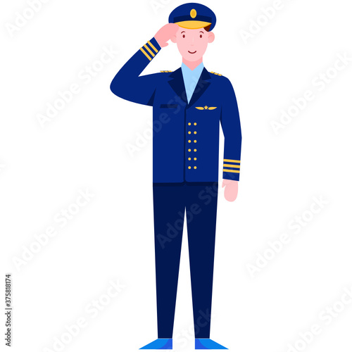 
An aircraft pilot or aviator is a person who controls the flight of an aircraft, flat design of pilot 

