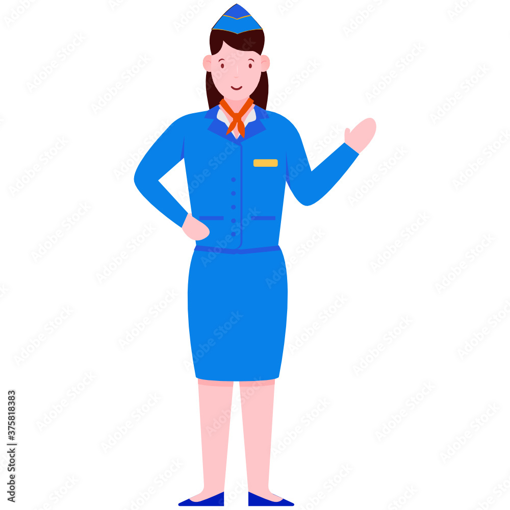 Air hostess illustration, a female flight attendant crew
Air hostess illustration, a female flight attendant crew