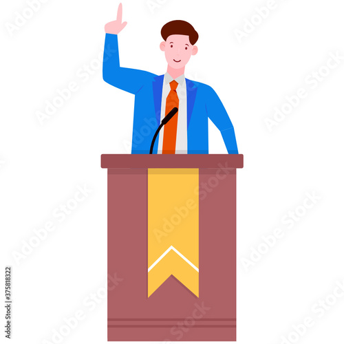  Male avatar in front of dias showing concept of politician illustration 