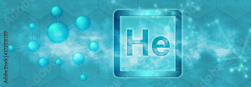 Foto He symbol. Helium chemical element