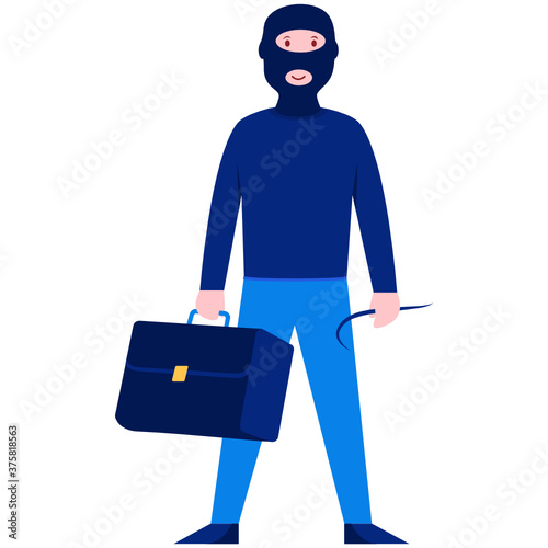 
A man with face mask, thief concept vector 
